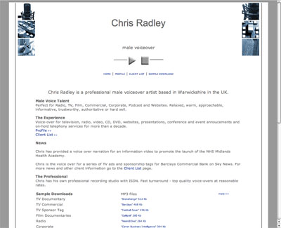 voiceover artist website design