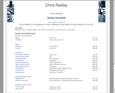 voiceover artist website design
